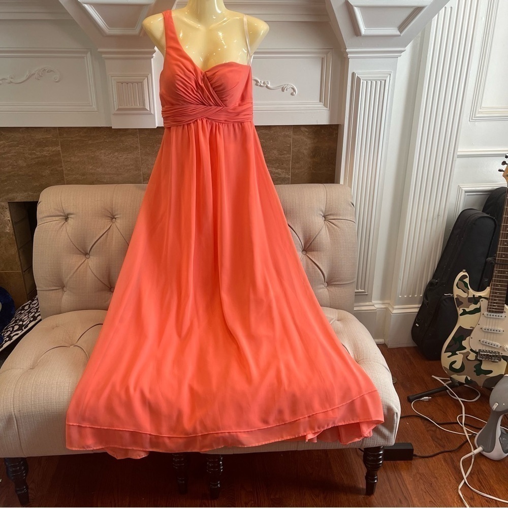 Christina Wu Formal Bridesmaid Dress Sz 6 Celebration Style 22376 Chiffon coral